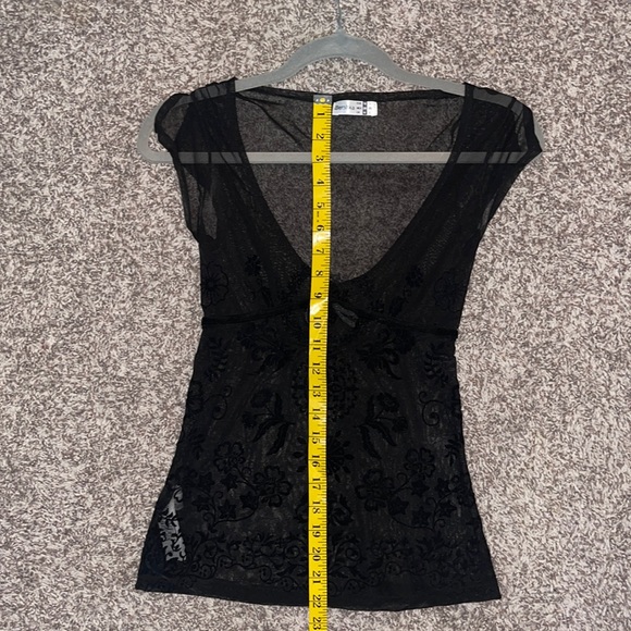 Bershka lace burnout felt floral sleeveless top Black - XS/S - Picture 8 of 8